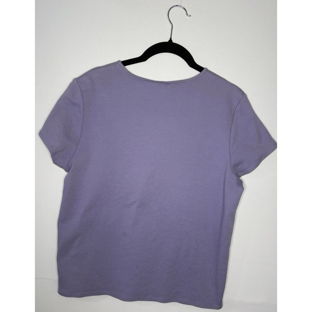 Eileen Fisher Women's M Purple Lavender 100% Cotton Crew Neck Short Sleeve Tee - Picture 3 of 8